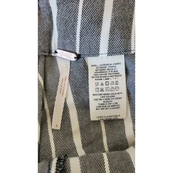 Free People Gray & White Striped Rayon Palazzo Pants Split Legs